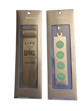 Sacchi Metal Bookmark Set of 2 Anais Quote & 4 Elements NEW in Pkg Dark Academia